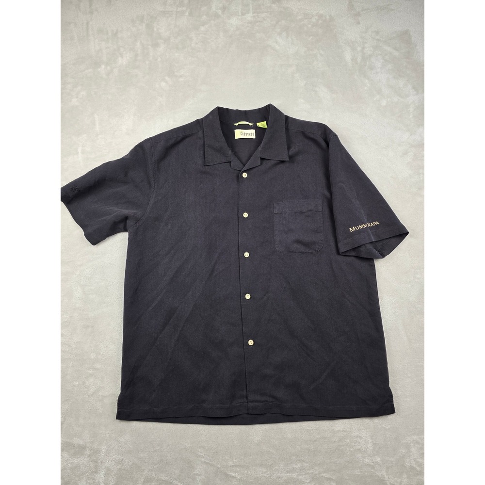 Cubavera Button Up Shirt Mens XL Black Mumm Napa Hawaiian Rayon Blend Pocket - Picture 1 of 7